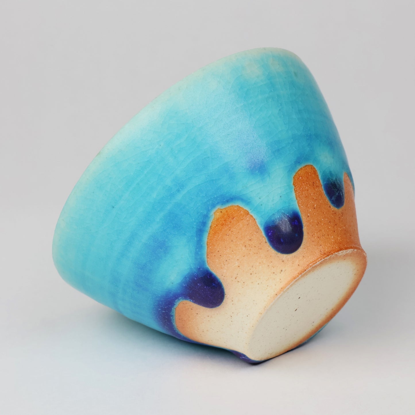 Guinomi, Handcrafted Japanese Sake Cup, Traditional Ceramic, Turkey blue, Free shipping