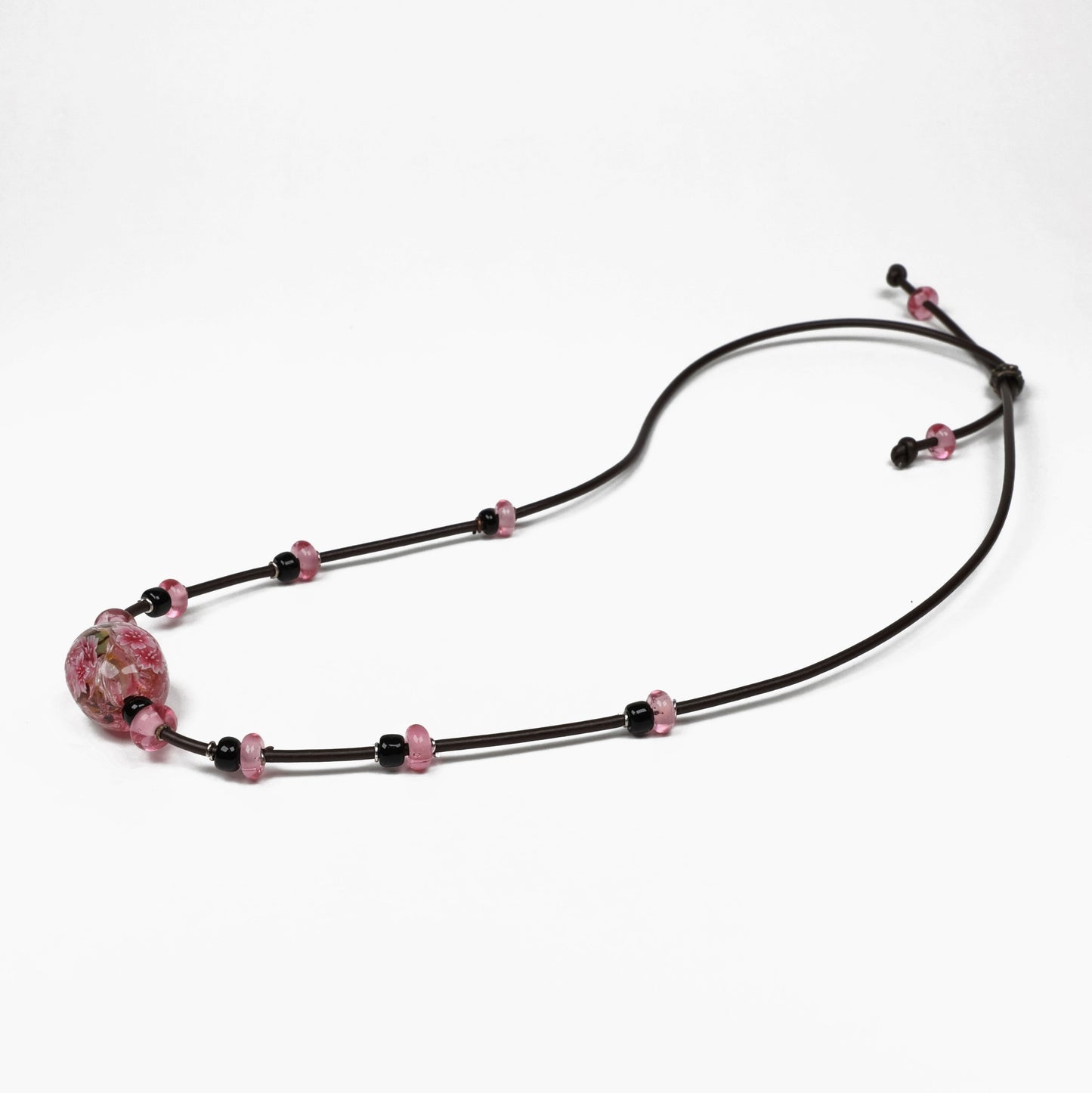 Tonbodama, Japanese bead necklace, Lampwork jewelry, Glass bead necklace, Handmade Japan, Traditional Japanese accessory, Free shipping