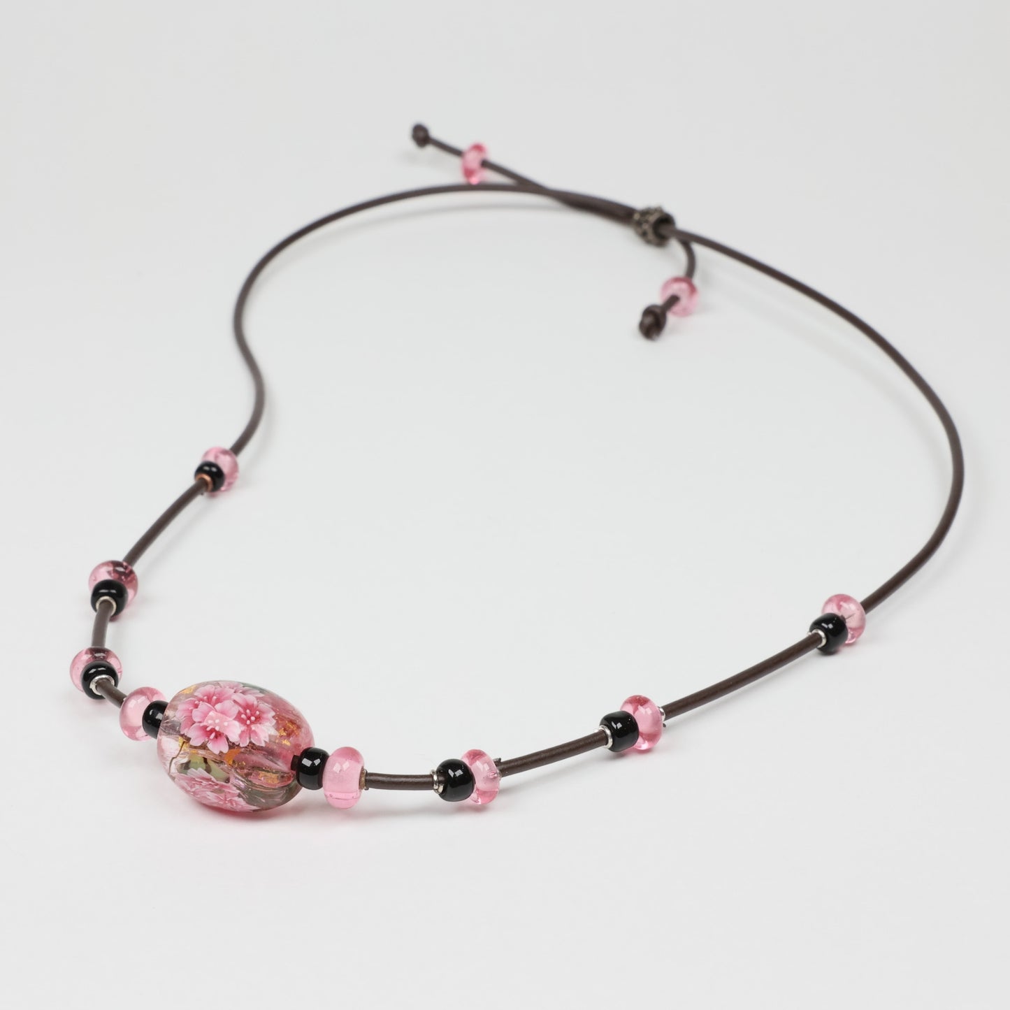 Tonbodama, Japanese bead necklace, Lampwork jewelry, Glass bead necklace, Handmade Japan, Traditional Japanese accessory, Free shipping