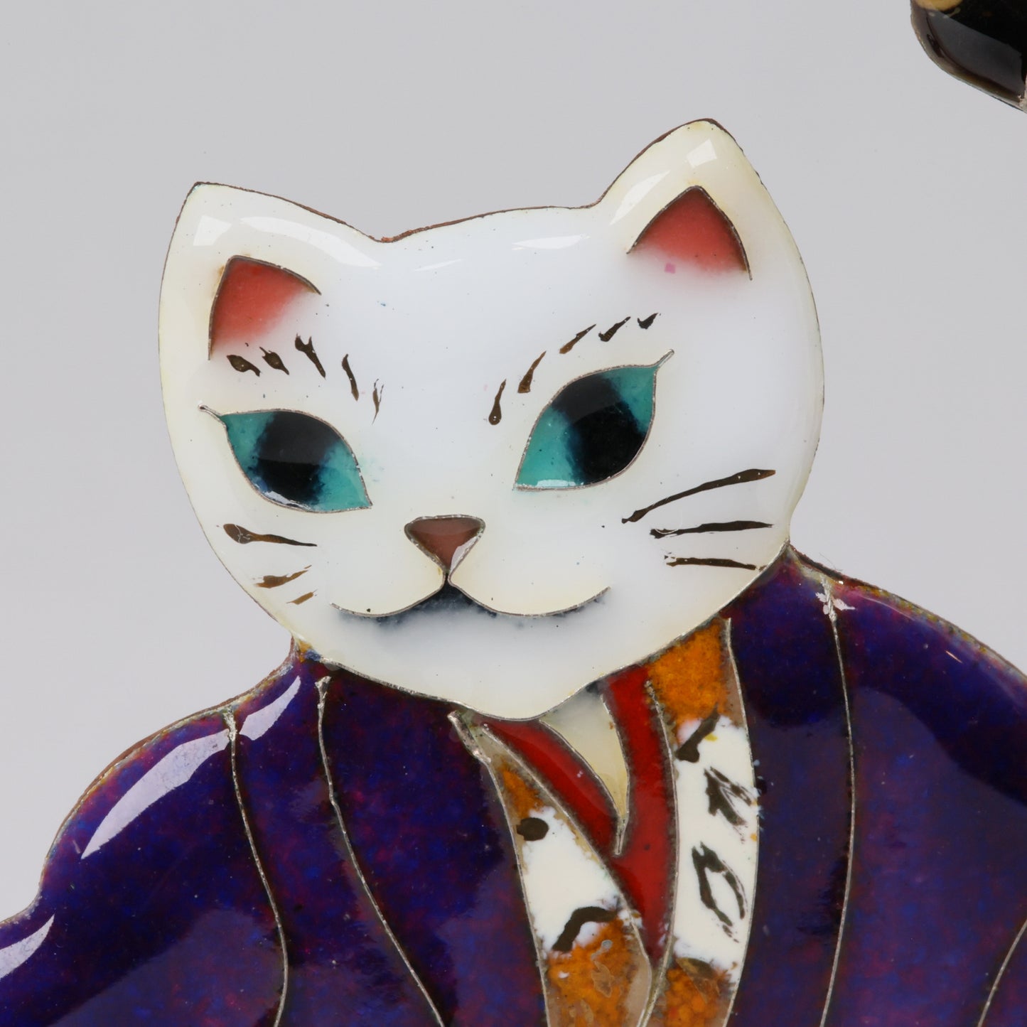 Ganjincho Cat Brooch Set〈Yoshitsune & Benkei〉|Cloisonné Artisan Jewelry | Handmade Cloisonné Enamel Jewelry | Japanese Artisan Accessory
