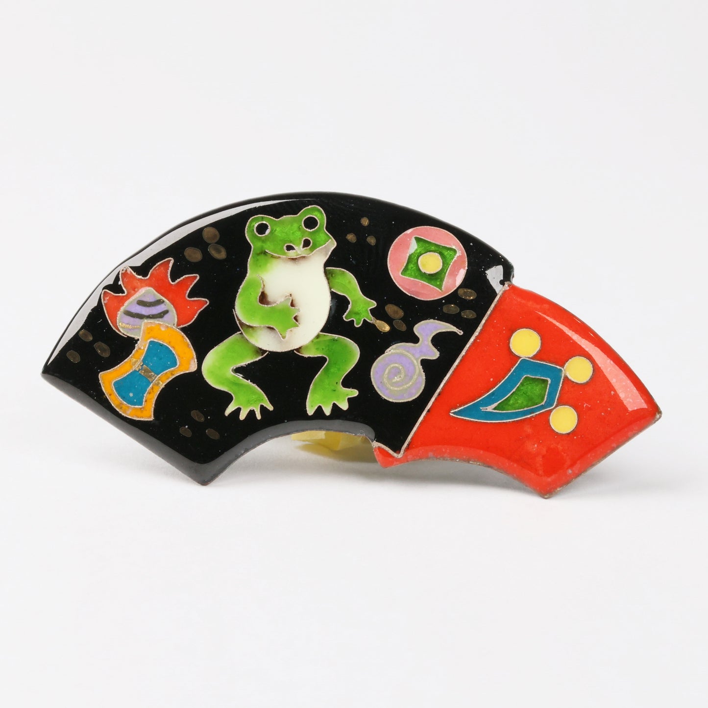 Cloisonne Frog Brooch, Japanese Frog Brooch, Frog Accessories, Shippo Frog Brooch, Free shipping