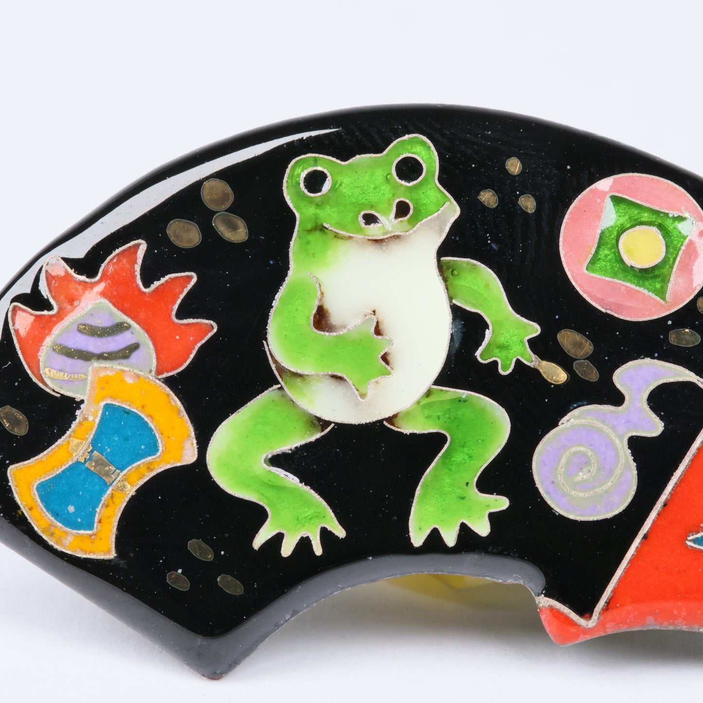 Cloisonne Frog Brooch, Japanese Frog Brooch, Frog Accessories, Shippo Frog Brooch, Free shipping