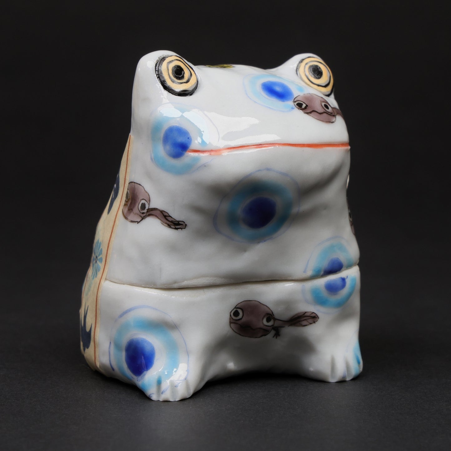 Handcrafted Japanese Frog Ceramic Box – Whimsical Tadpole Design | Incense or Jewelry Holder, frog figurine