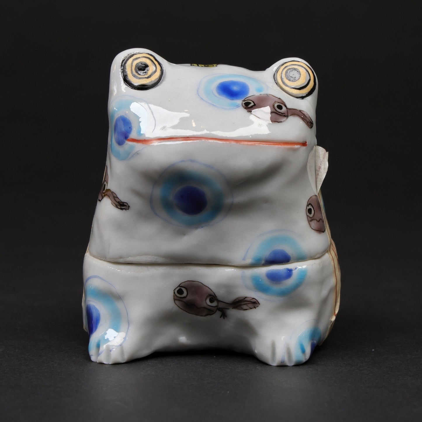 Handcrafted Japanese Frog Ceramic Box – Whimsical Tadpole Design | Incense or Jewelry Holder, frog figurine
