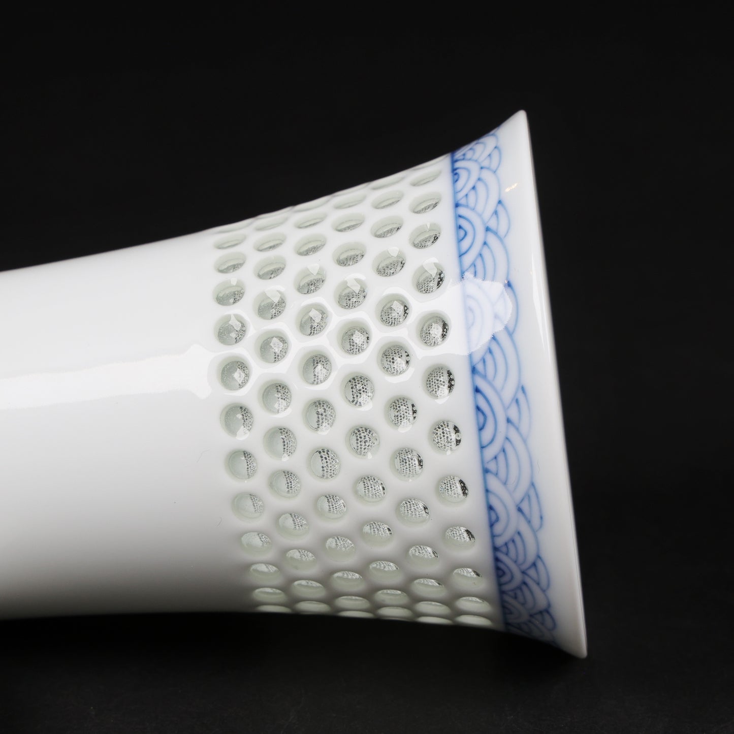 Japanese Crystal Carved Beer Glass | Seigaiha Wave Porcelain | Hasami Ware | Japanese beer glass | handmade | Made in Japan