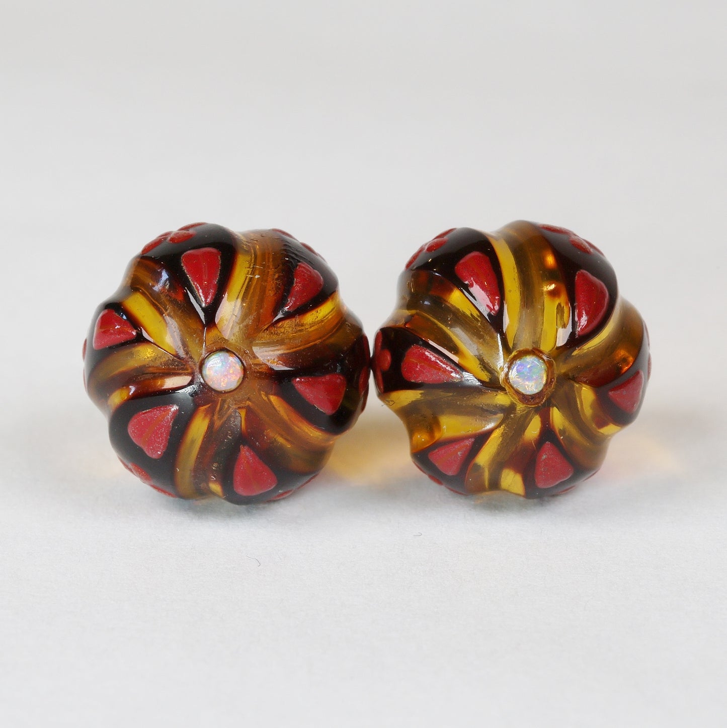 Amber Lacquer Urushi Earrings, Earrings, Japanese Lacquer Earrings, Mabe Pearl Earrings, Lacquer Makie Earrings, Free shipping