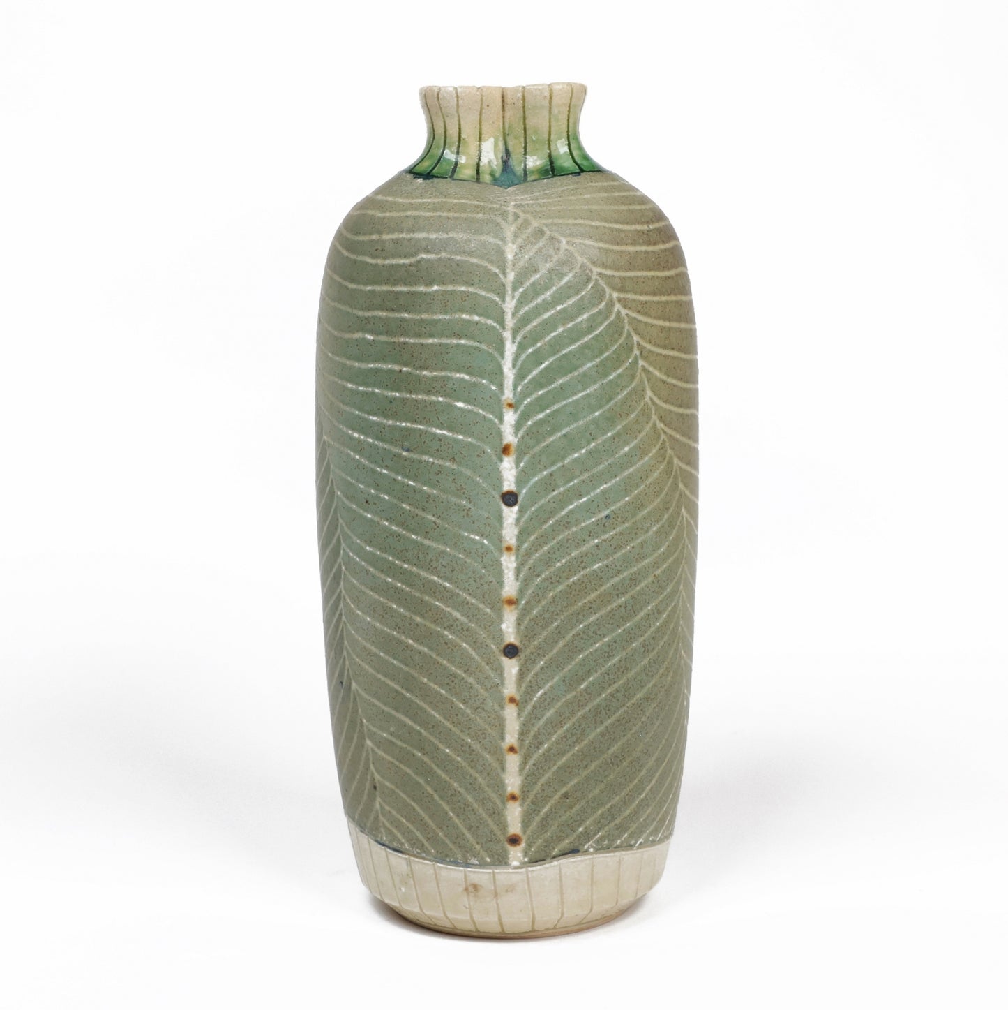 Vase, veined pattern, Leaves pattern vase, Japanese handmade vase, made in Japan, Free shipping