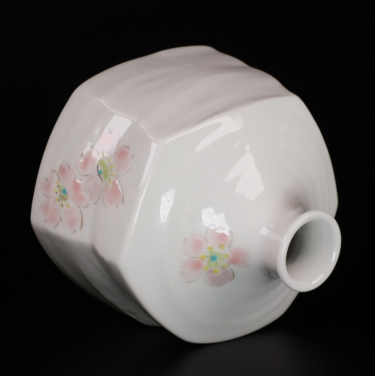 Wind-Blossom Sakura | Kutani Porcelain Bud Vase | Kutani ware | Japanese porcelain vase | Sakura bud vase | Japanese flower vase | handmade Japanese ceramics | minimalist vase | cherry blossom decor | Made in Japan