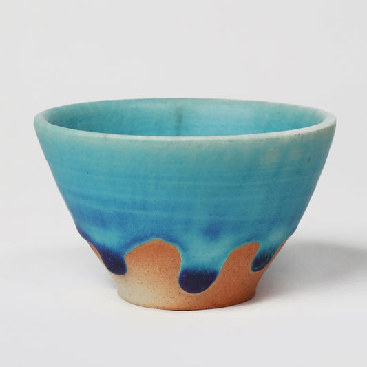 Guinomi, Handcrafted Japanese Sake Cup, Traditional Ceramic, Turkey blue, Free shipping