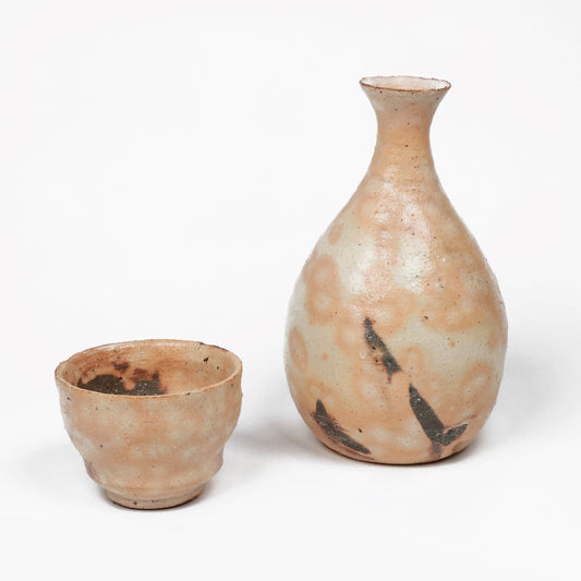 Pottery Japanese Sake Cup and Bottle set, Sake cup and Sake bottle set, Free shipping
