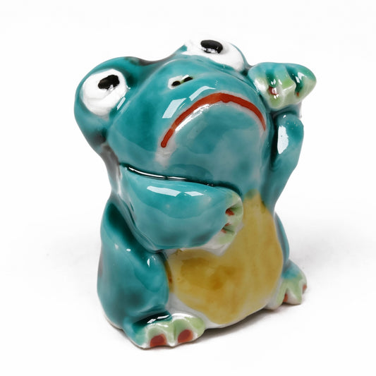 Frog Brooch in Traditional Japanese Shippo-yaki – Cloisonné Enamel Jewelry, cloisonné frog pin, Japanese enamel brooch, shippo yaki accessory, Free shipping