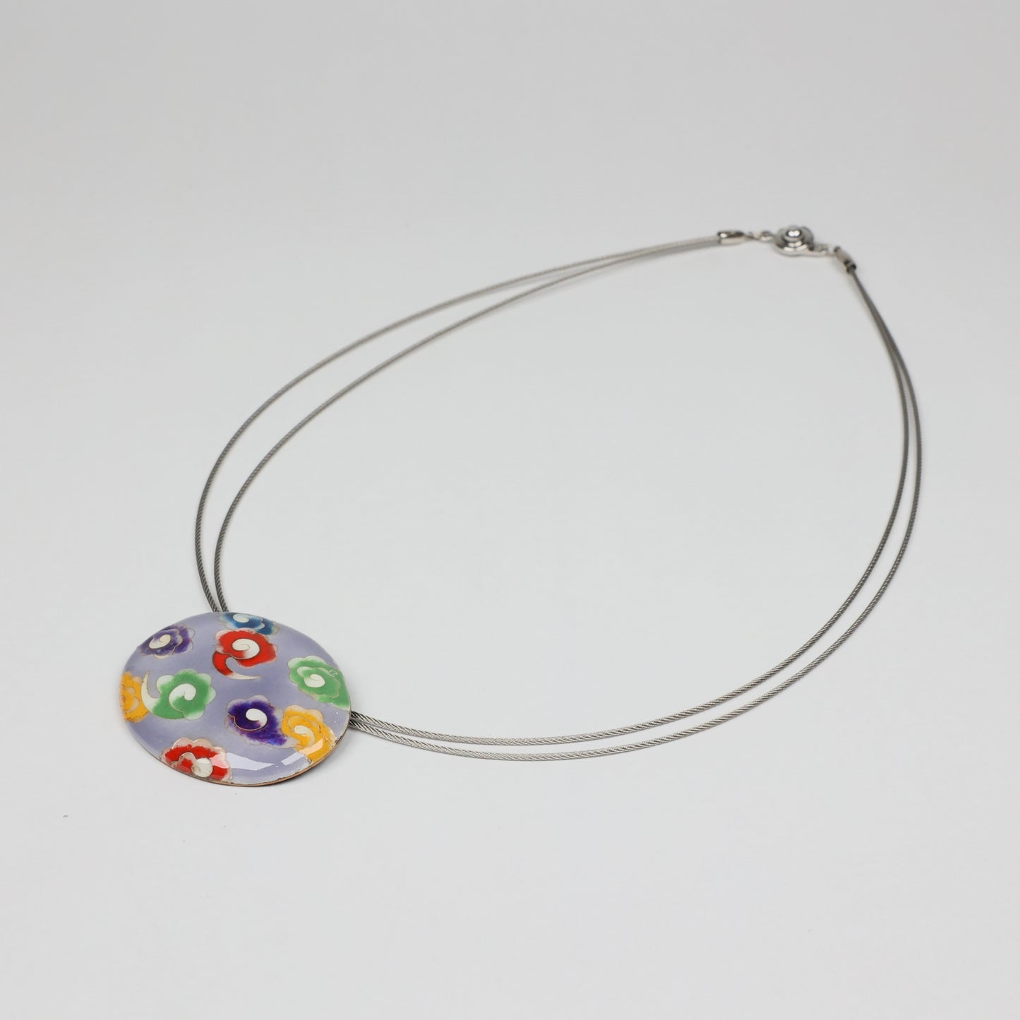 Auspicious Cloud Cloisonné Necklace | Japanese Lucky Motif Jewelry | Traditional Japanese Zuiun Motif | Japanese Cloisonné Necklace | Made in Japan