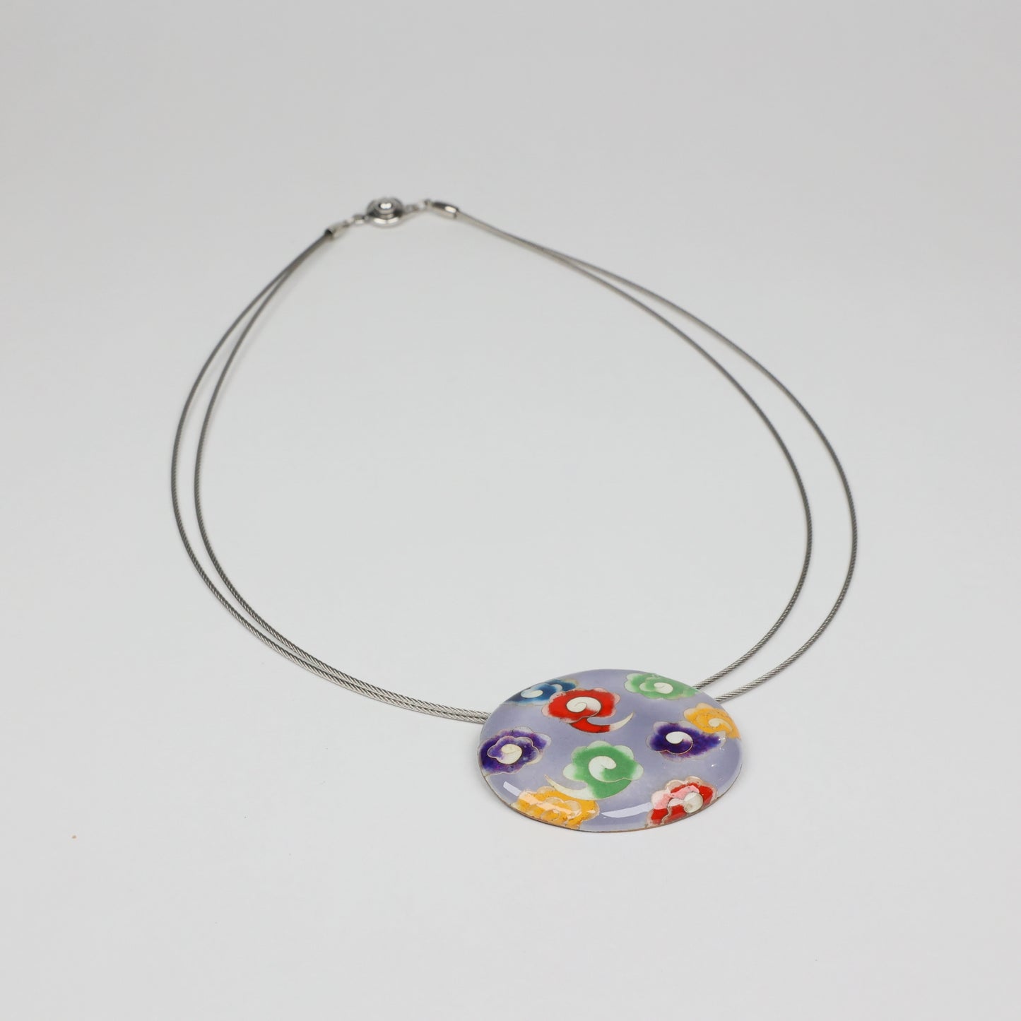 Auspicious Cloud Cloisonné Necklace | Japanese Lucky Motif Jewelry | Traditional Japanese Zuiun Motif | Japanese Cloisonné Necklace | Made in Japan