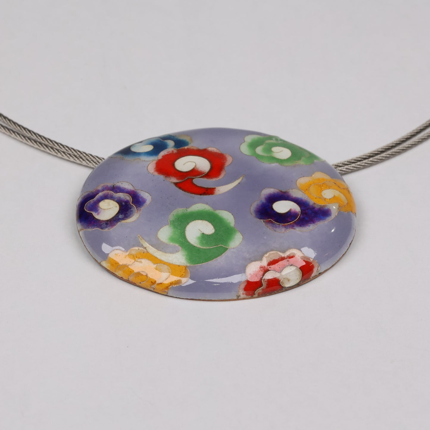 Auspicious Cloud Cloisonné Necklace | Japanese Lucky Motif Jewelry | Traditional Japanese Zuiun Motif | Japanese Cloisonné Necklace | Made in Japan