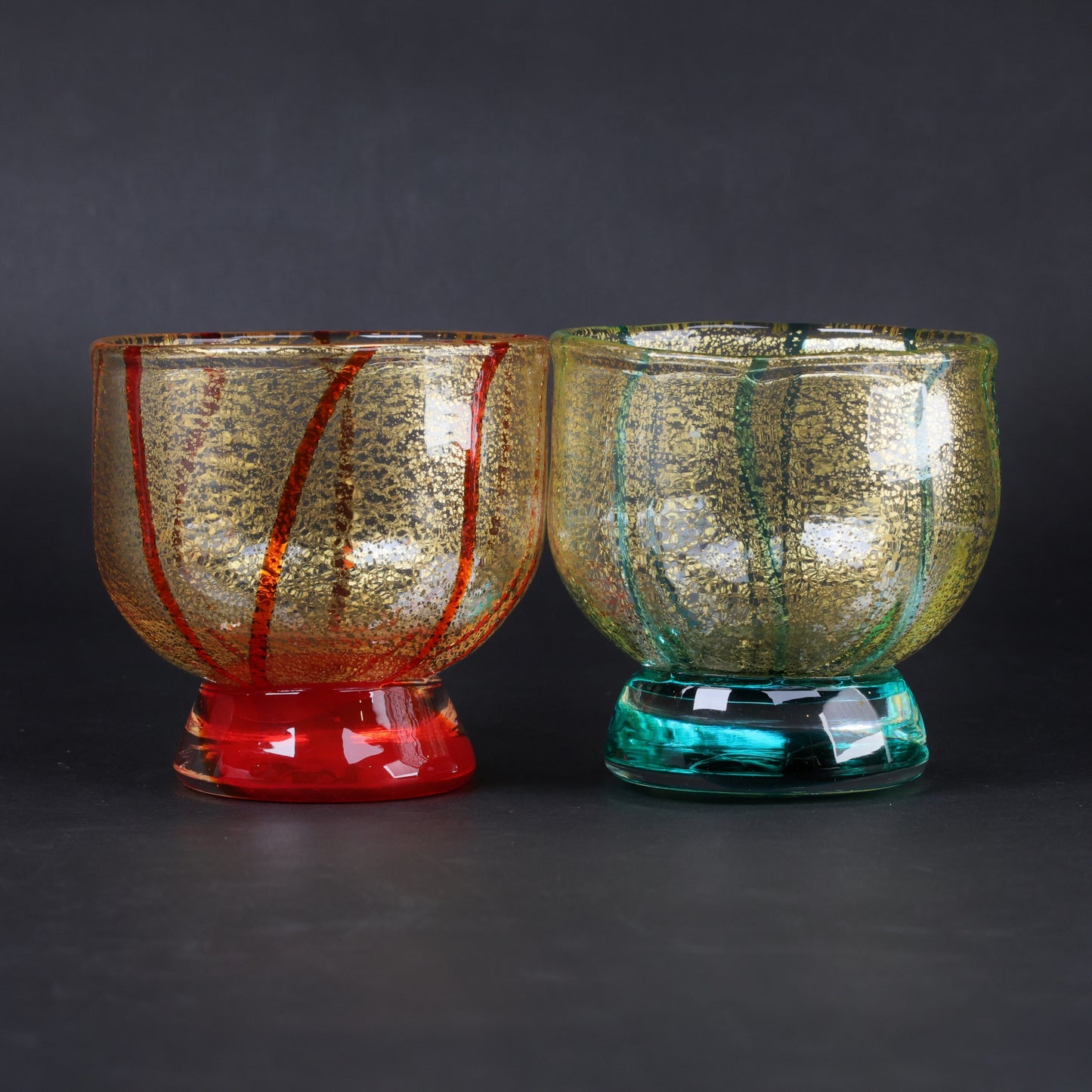 Japanese Gold Leaf Sake Glass Set of 3 | Hakata Vidro Artisan Glassware | Japanese sake glass |  Made in Japan