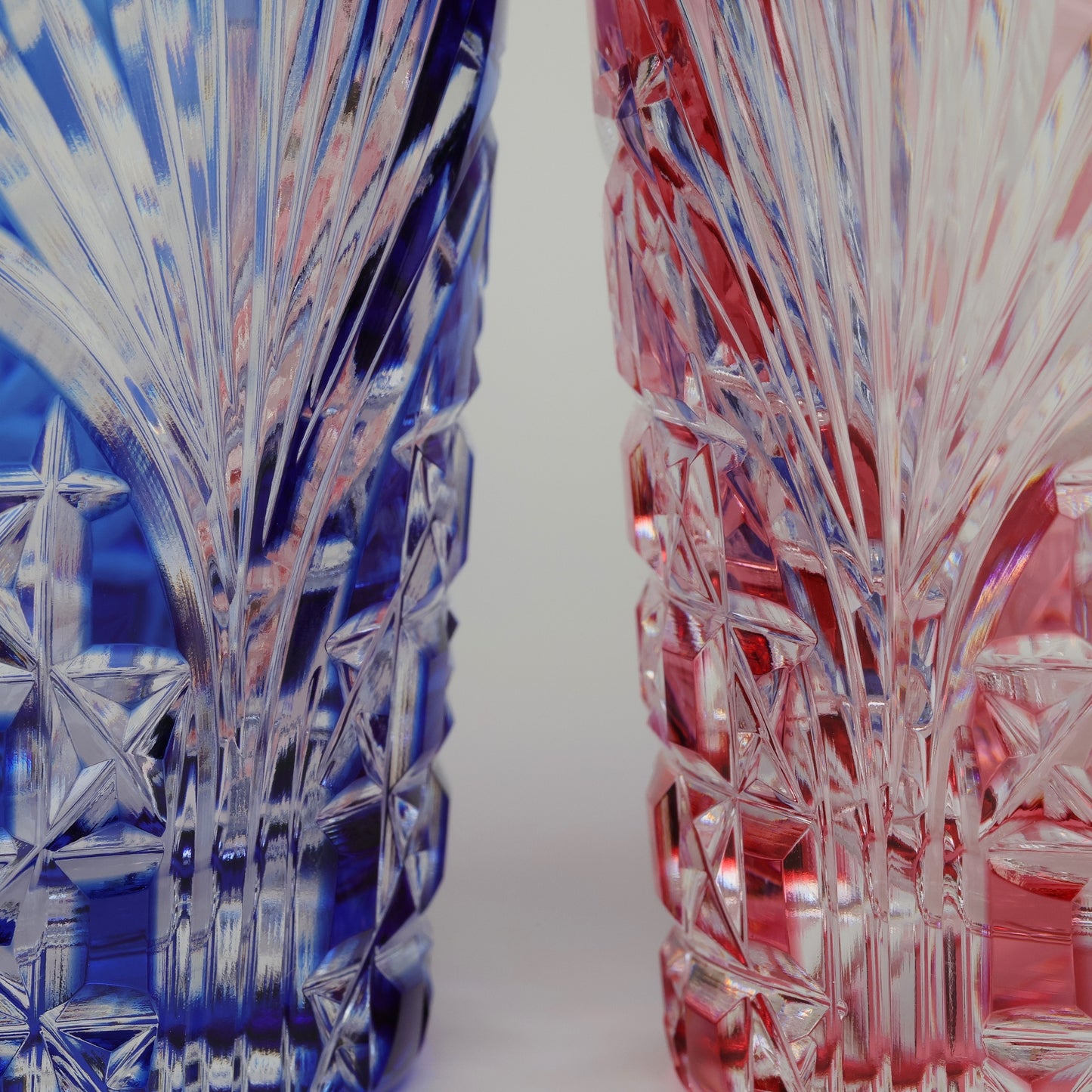 Japanese Traditional Craft | Edo Kiriko Pair Glasses (Rock Glasses, Wooden Box Included) | Japanese Glassware |