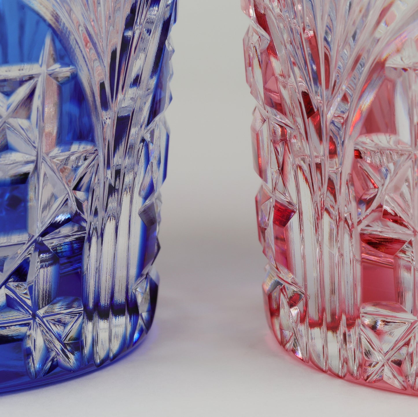 Japanese Traditional Craft | Edo Kiriko Pair Glasses (Rock Glasses, Wooden Box Included) | Japanese Glassware |