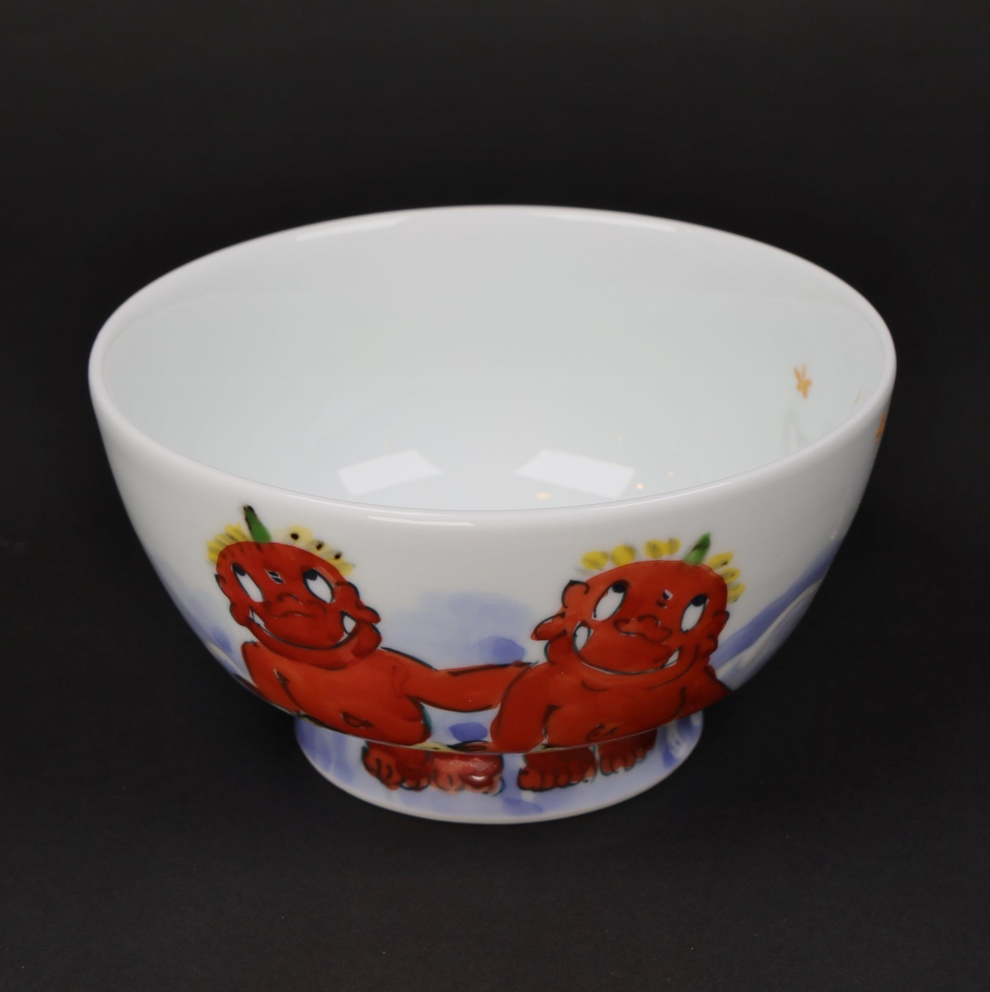 Oni Moon Viewing | Japanese Rice Bowl | Hasami Ware Porcelain Bowl | Hand-Painted Japanese Rice Bowl | Japanese Art Rice Bowl | Made in Japan