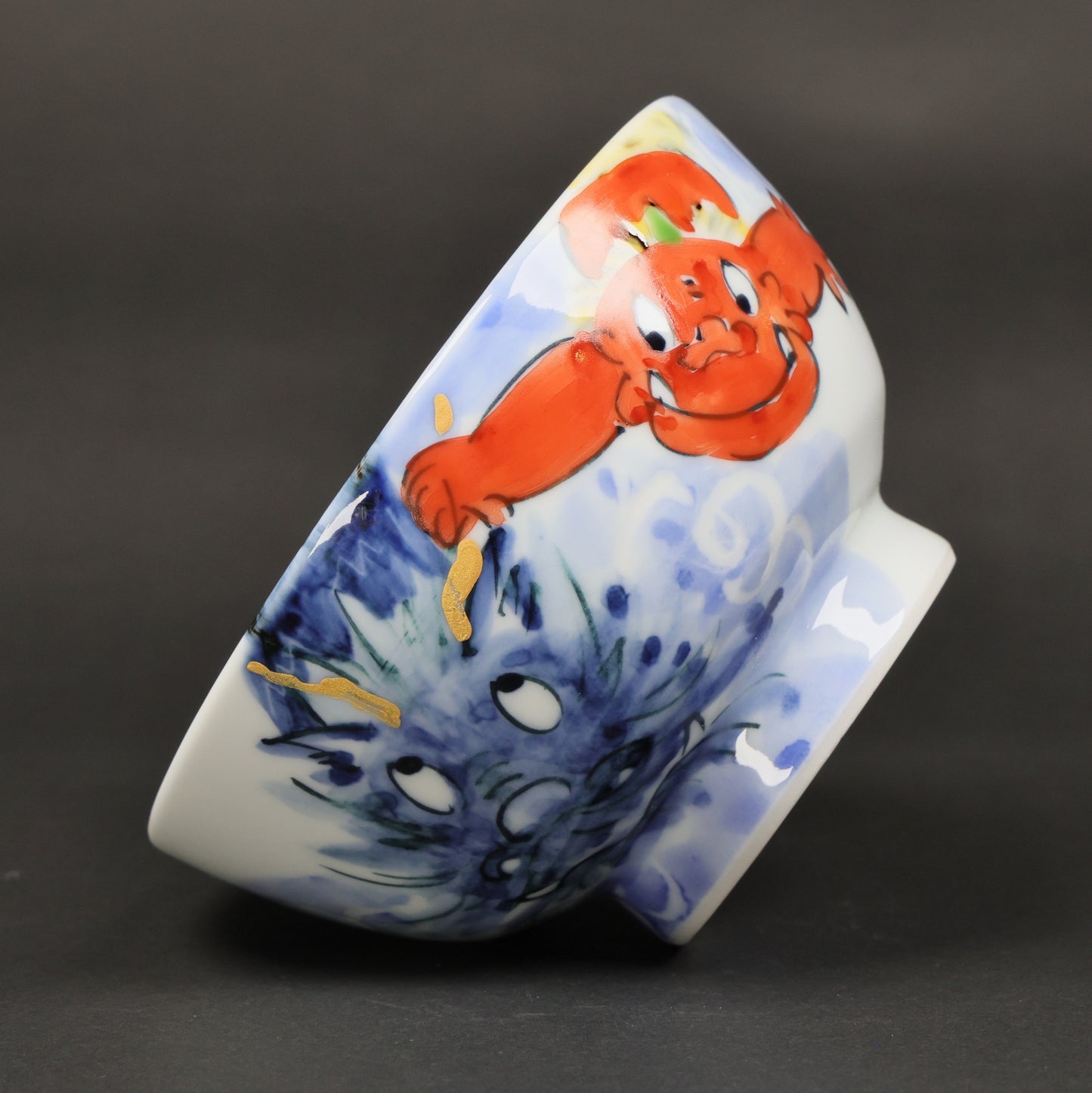 Oni and Dragon Rice Bowl | Hand-Painted Hasami Ware Porcelain | Japanese Rice Bowl | Japanese culture | Made in Japan