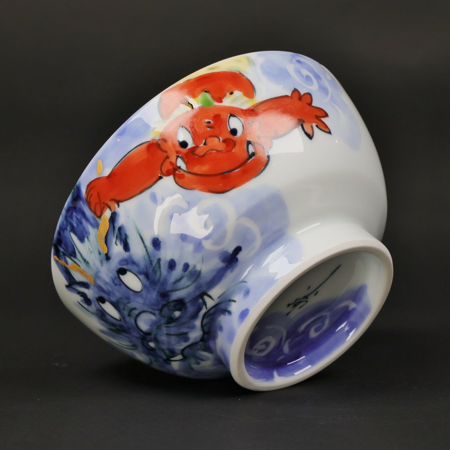 Oni and Dragon Rice Bowl | Hand-Painted Hasami Ware Porcelain | Japanese Rice Bowl | Japanese culture | Made in Japan