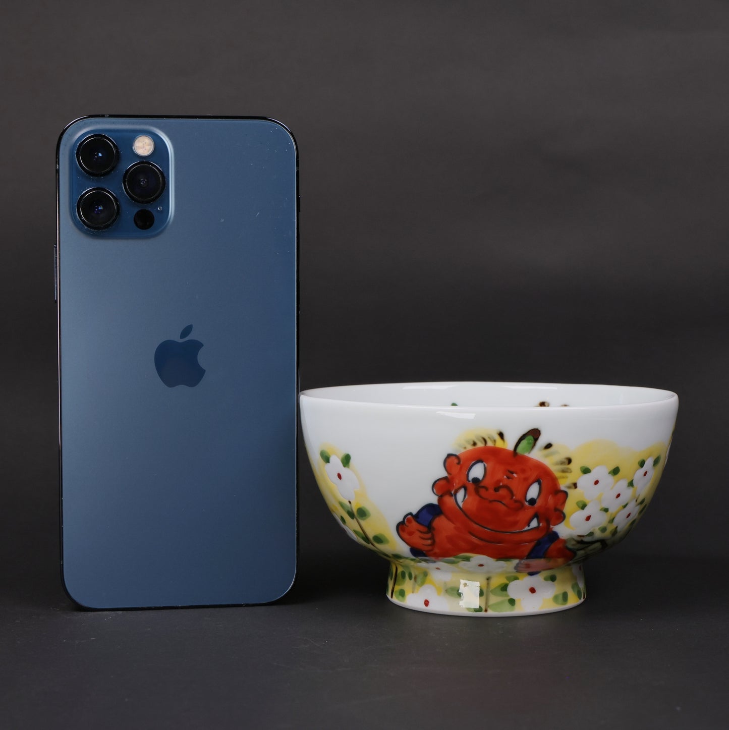 Oni in a Flower Field | Japanese Rice Bowl | Hasami Ware Porcelain Bowl