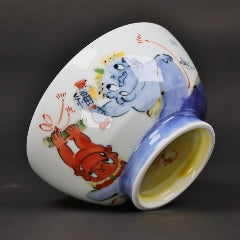Oni & Treasures Rice Bowl Japanese Hasami Porcelain with Lucky Motifs | Hand-Painted | Made in Japan