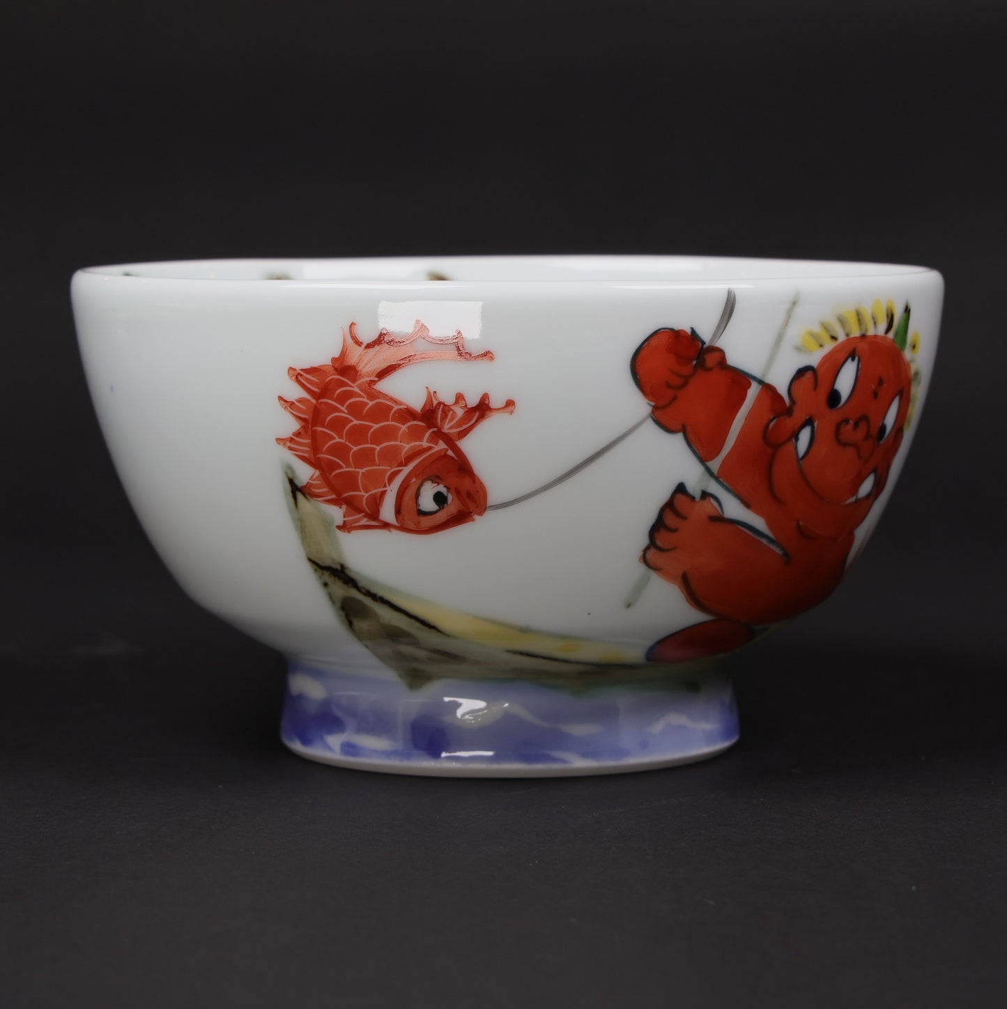Oni and Fishing Boat Rice Bowl | Japanese Hasami Porcelain with Playful Oni Motif | Handmade Tableware | Made in Japan