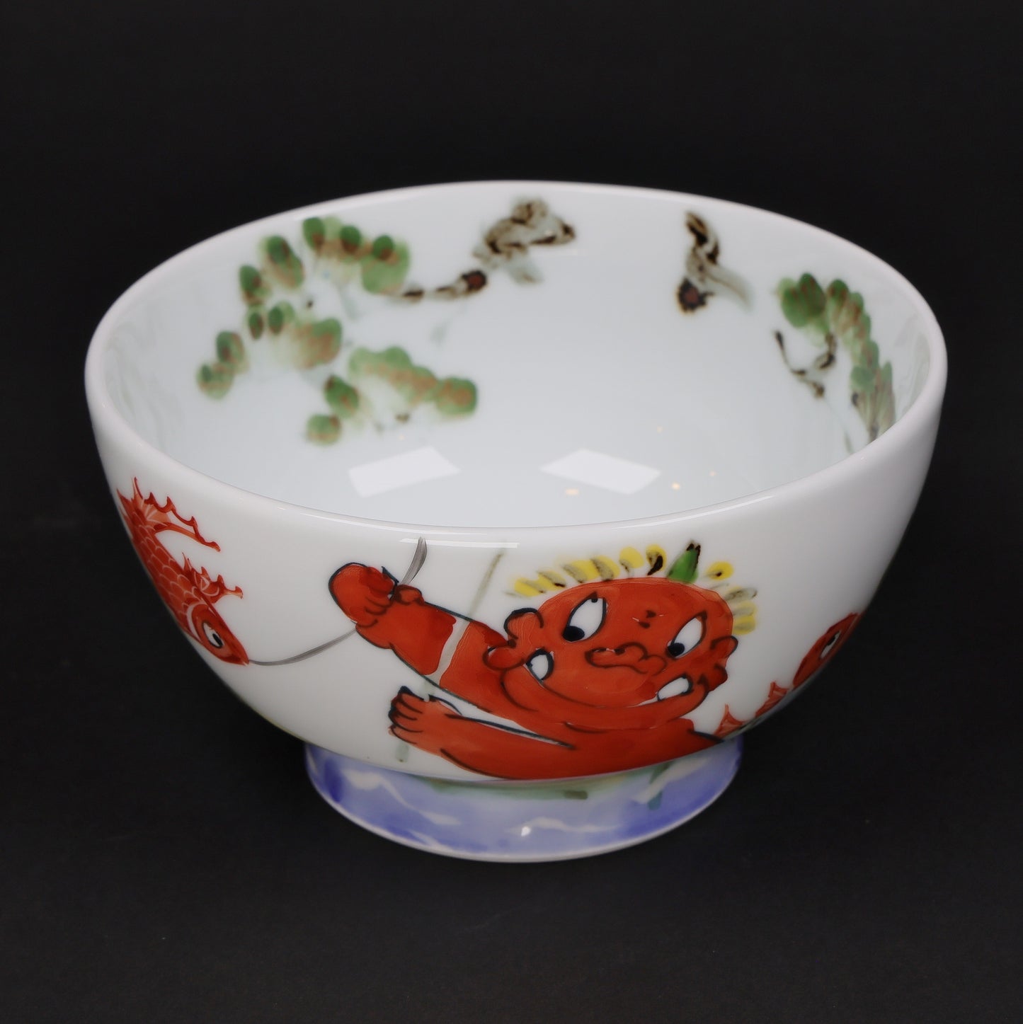 Oni and Fishing Boat Rice Bowl | Japanese Hasami Porcelain with Playful Oni Motif | Handmade Tableware | Made in Japan