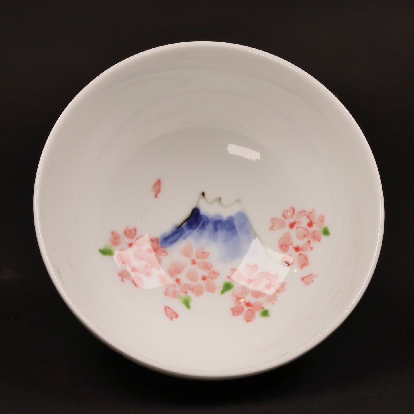 Oni and Cherry Blossom Mt. Fuji Rice Bowl | Japanese Hasami Porcelain with Red & Blue Oni | Handmade Tableware | Made in Japan