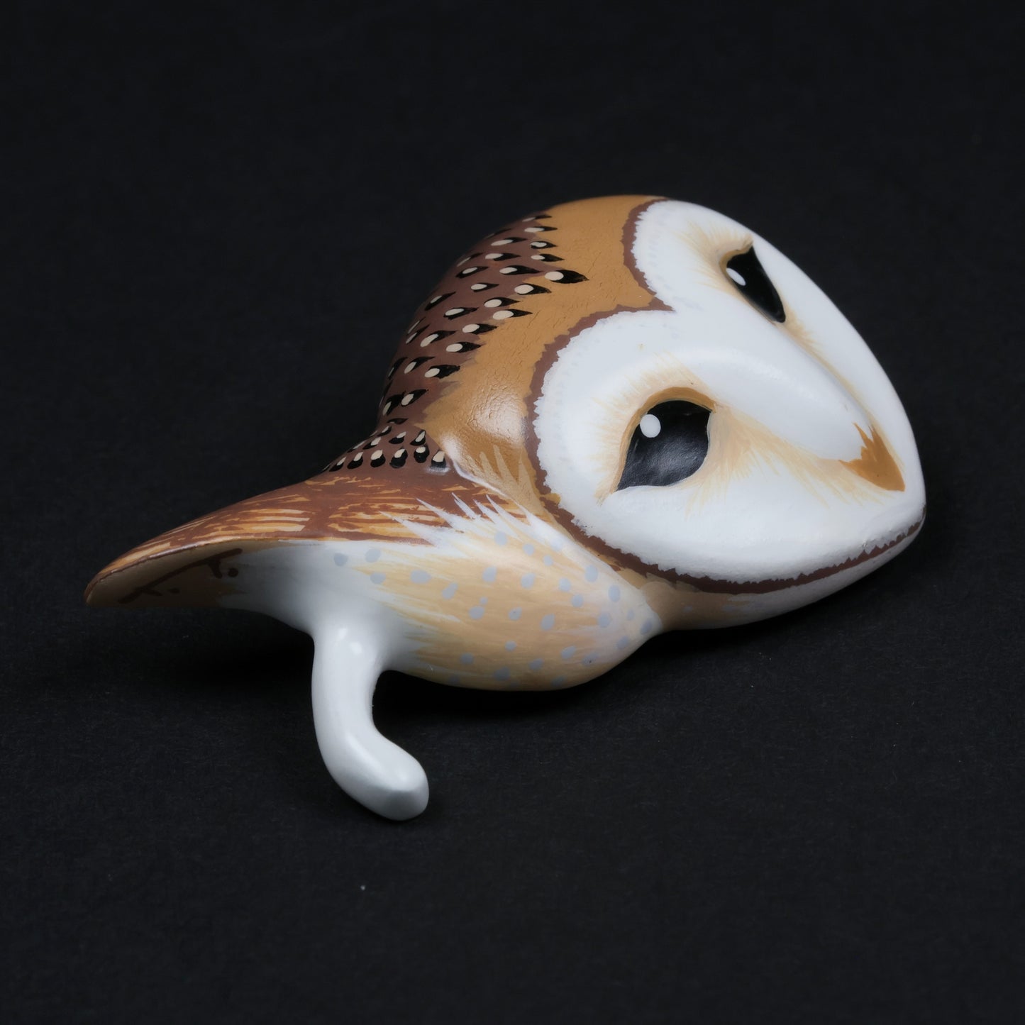Lovebird Carved Barn Owl Brooch｜Hand-Carved & Hand-Painted Wooden Art |