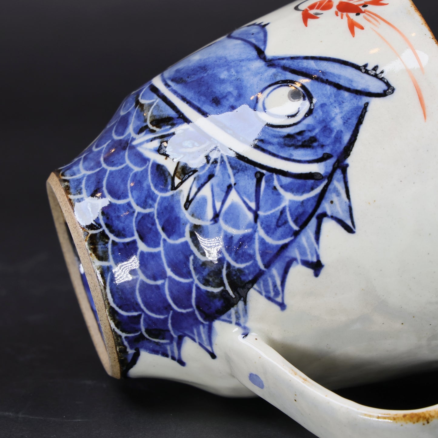 Hasami Ware Pair Mug Set | “Catch a Sea Bream with a Shrimp” Story Design | Hand-Painted pair mags | Hasami Ware | Made in Japan