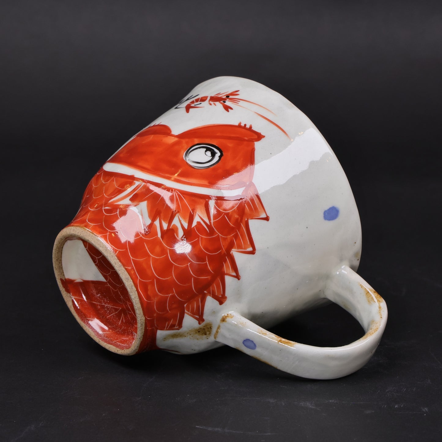 Hasami Ware Pair Mug Set | “Catch a Sea Bream with a Shrimp” Story Design | Hand-Painted pair mags | Hasami Ware | Made in Japan