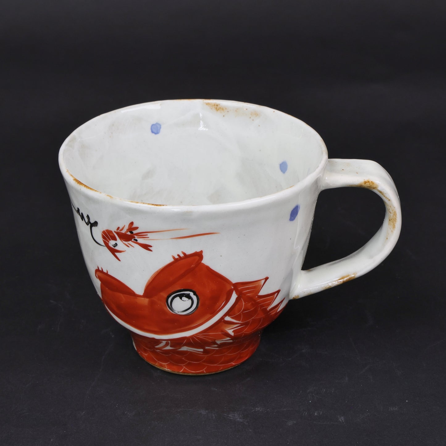 Hasami Ware Pair Mug Set | “Catch a Sea Bream with a Shrimp” Story Design | Hand-Painted pair mags | Hasami Ware | Made in Japan