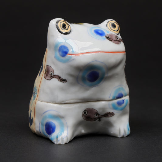 Handcrafted Japanese Frog Ceramic Box – Whimsical Tadpole Design | Incense or Jewelry Holder,  frog figurine