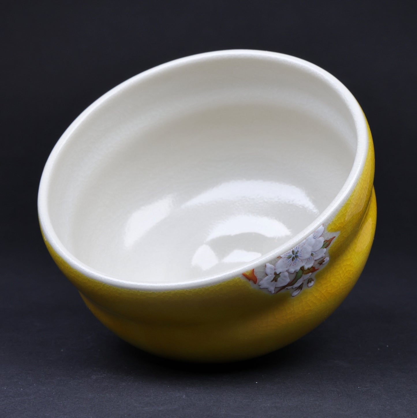 Japanese Kutani Porcelain Tea Bowl – Hand-Painted Sakura & Bird Design, Japanese Pottery Gift, Cherry blossoms and birds, Gold Trim,  Free shipping