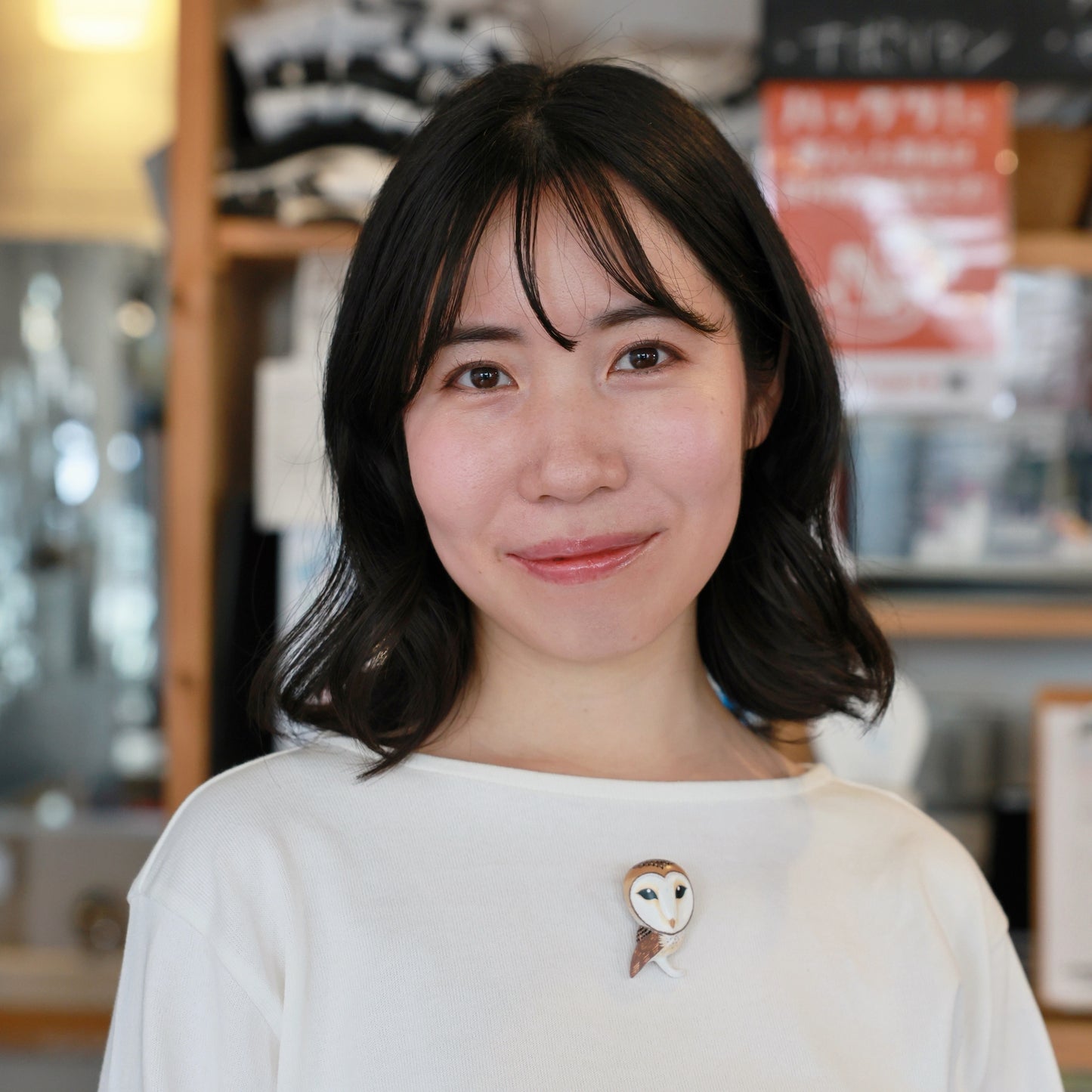 Lovebird Carved Barn Owl Brooch｜Hand-Carved & Hand-Painted Wooden Art |