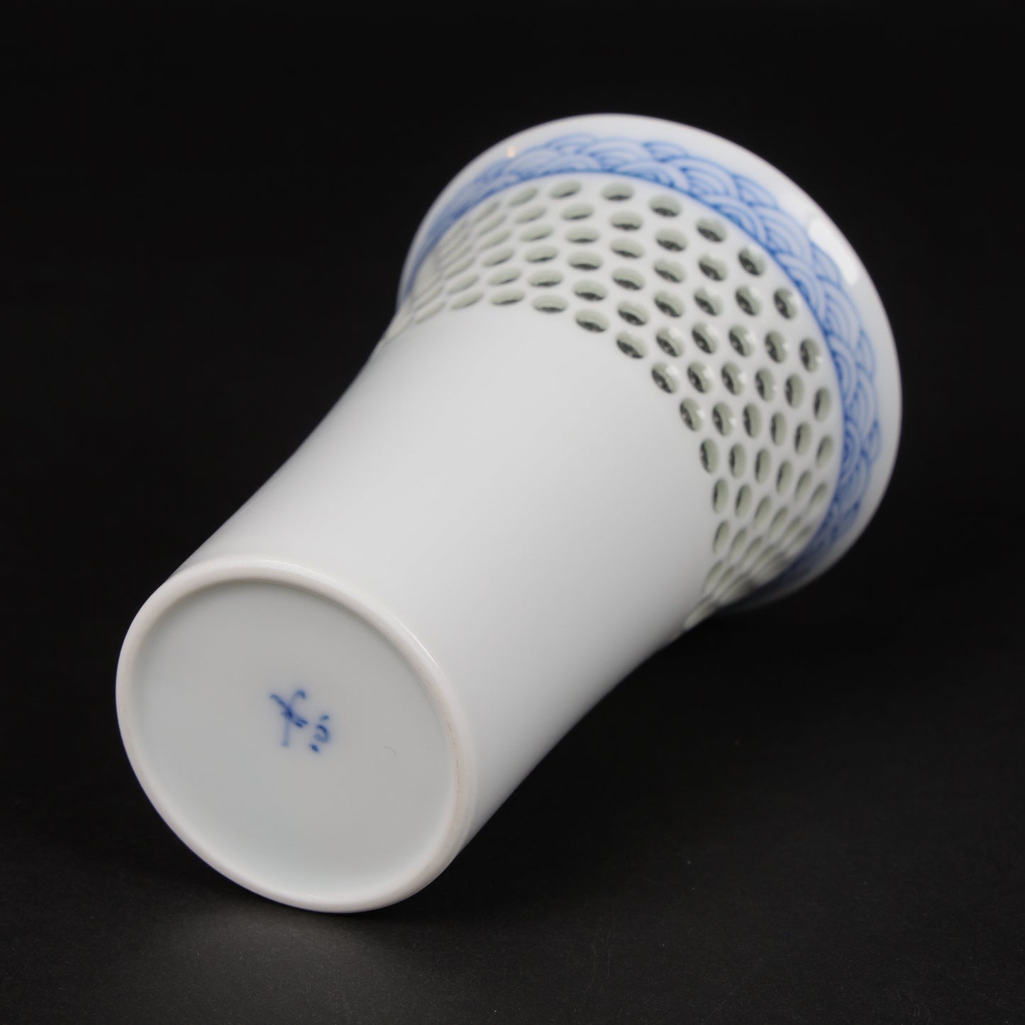 Japanese Crystal Carved Beer Glass | Seigaiha Wave Porcelain | Hasami Ware | Japanese beer glass | handmade | Made in Japan