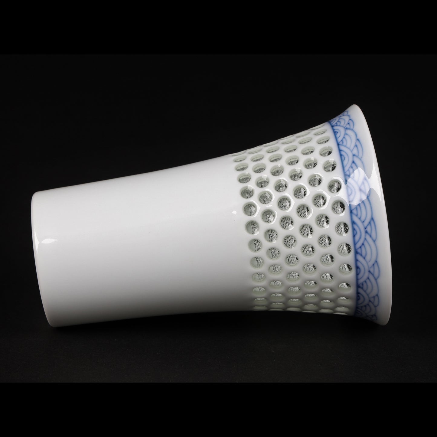 Japanese Crystal Carved Beer Glass | Seigaiha Wave Porcelain | Hasami Ware | Japanese beer glass | handmade | Made in Japan