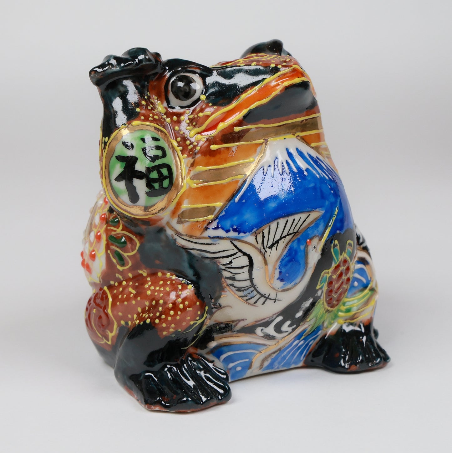 A-Un Blessing Frog | Kutani Ware | Black Kutani Figurine for Fortune & Prosperity | Made in Japan