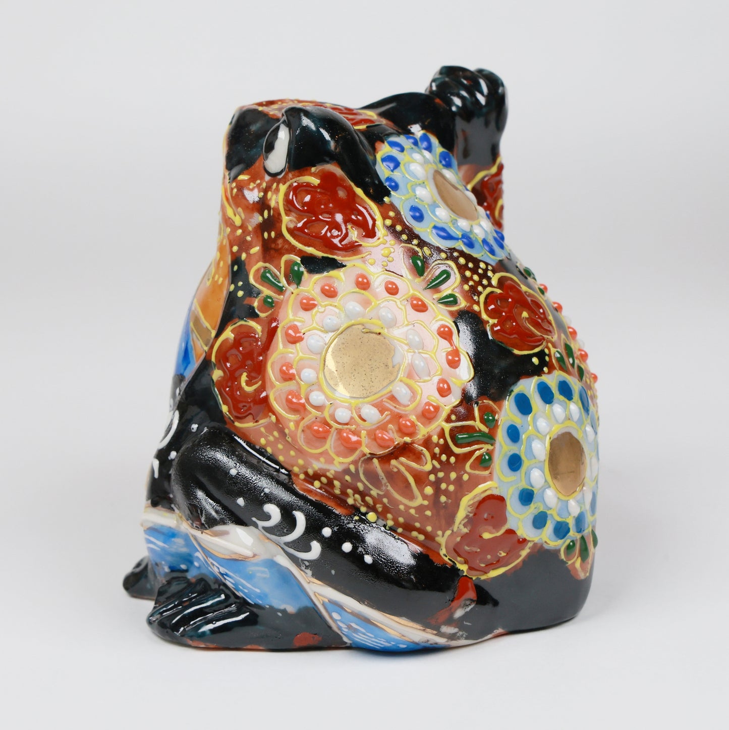 A-Un Blessing Frog | Kutani Ware | Black Kutani Figurine for Fortune & Prosperity | Made in Japan