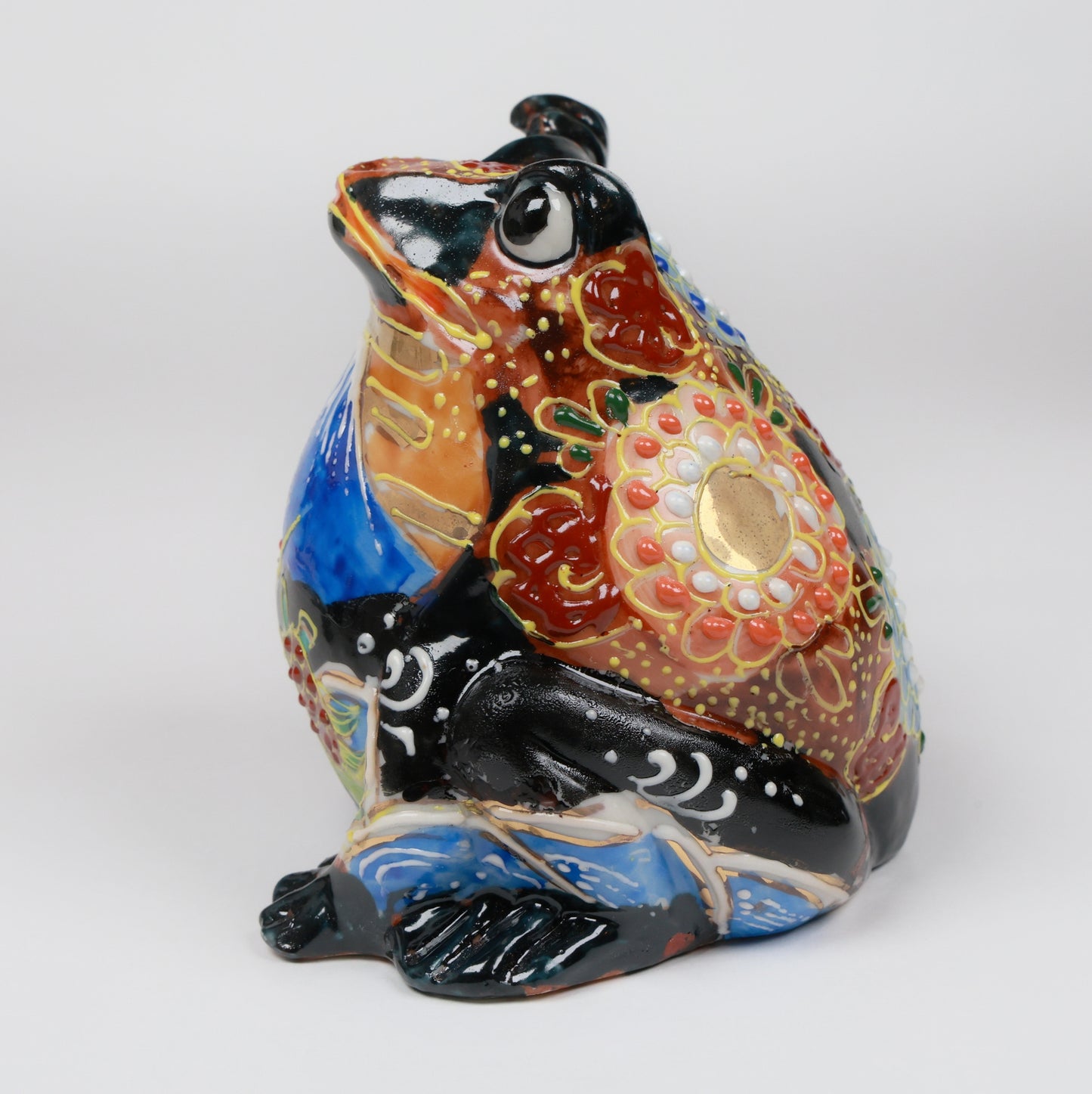 A-Un Blessing Frog | Kutani Ware | Black Kutani Figurine for Fortune & Prosperity | Made in Japan