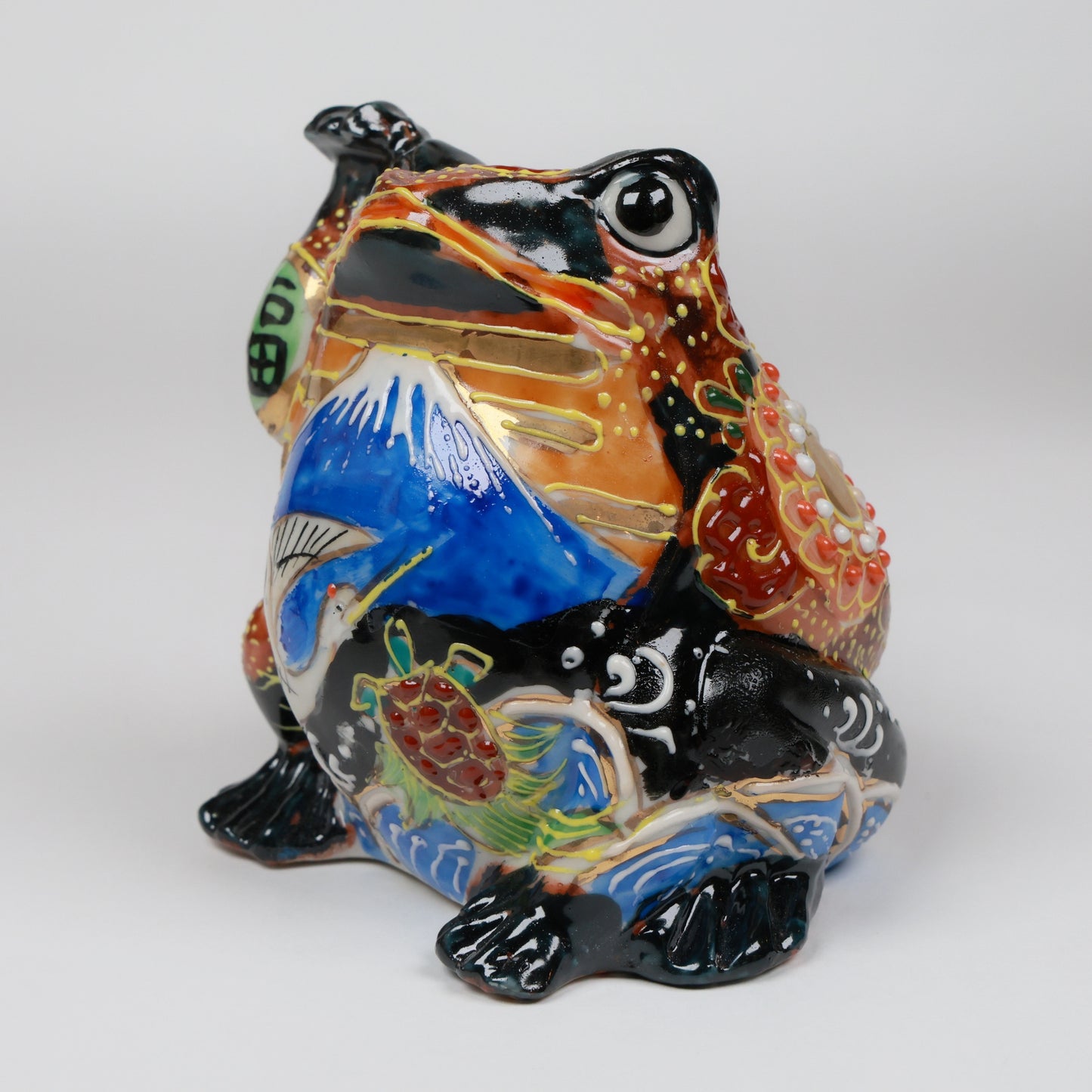 A-Un Blessing Frog | Kutani Ware | Black Kutani Figurine for Fortune & Prosperity | Made in Japan