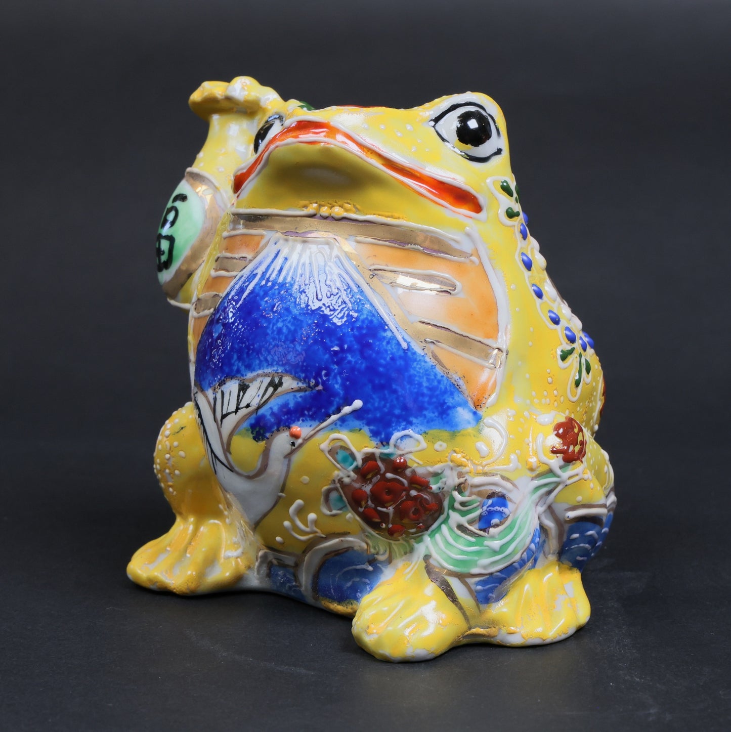 Kutani Ware Lucky Frog Pair (Yellow × Black) | Symbol of Prosperity, Protection & Harmony | Kutani A-Un Lucky Frog Duo