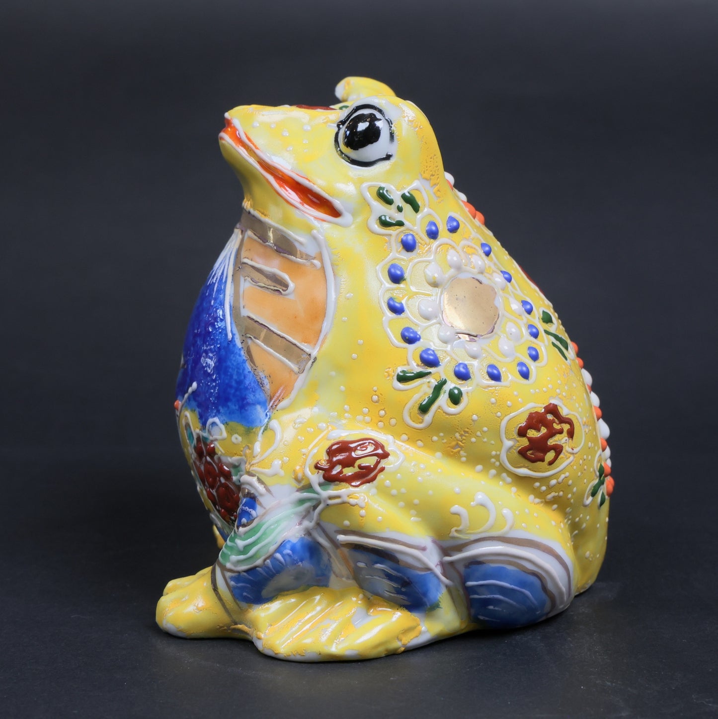 Twin Yellow Fortune Frogs | Kutani Ware Good Luck Figurines | Kutani Lucky Frog Pair (Yellow × Yellow) | Yellow Kutani A-Un Frog Duo | Made in Japan