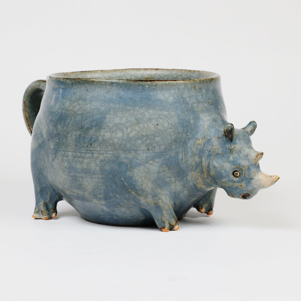 Japanese Rhinoceros Mug | Handmade Ceramic Mug | Agano Pottery | Animal Coffee Mug | Artisan Pottery | Japanese Pottery | Unique Coffee Cup | Collectible Mug | Made in Japan | Gift for Animal Lovers