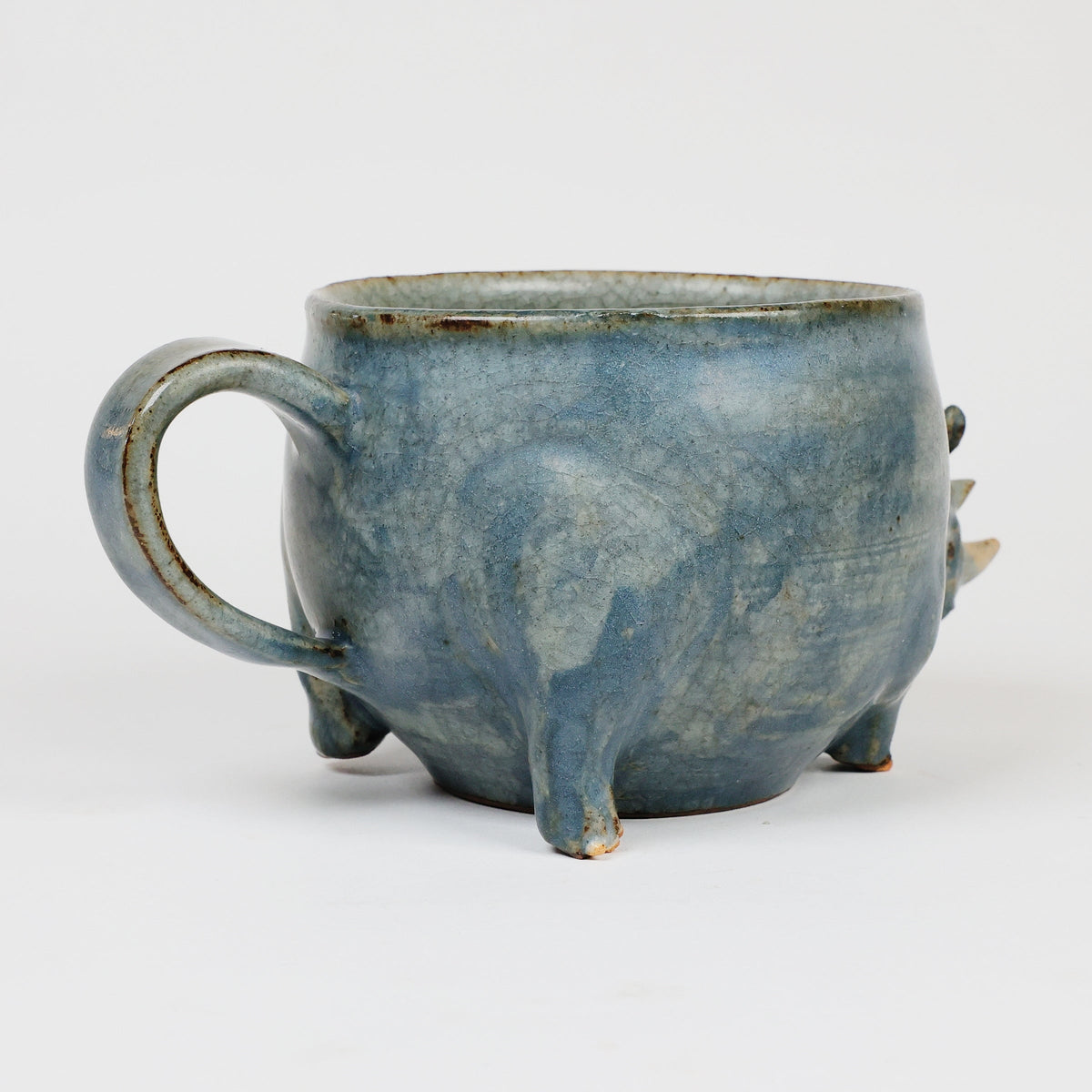 Japanese Rhinoceros Mug | Handmade Ceramic Mug | Agano Pottery | Animal Coffee Mug | Artisan Pottery | Japanese Pottery | Unique Coffee Cup | Collectible Mug | Made in Japan | Gift for Animal Lovers