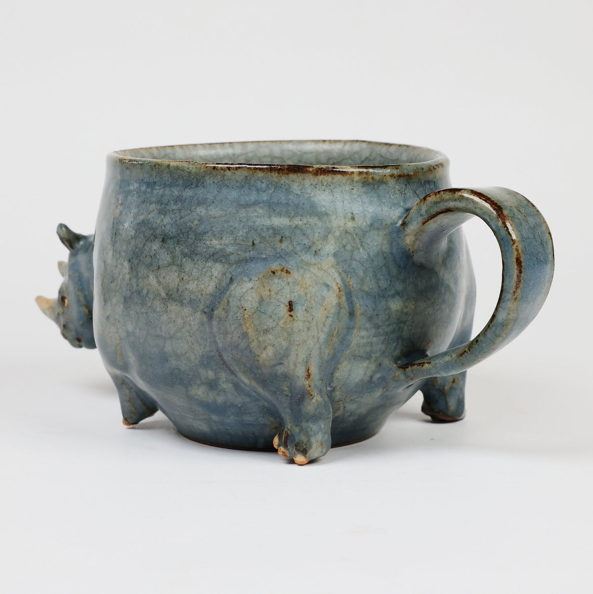 Japanese Rhinoceros Mug | Handmade Ceramic Mug | Agano Pottery | Animal Coffee Mug | Artisan Pottery | Japanese Pottery | Unique Coffee Cup | Collectible Mug | Made in Japan | Gift for Animal Lovers