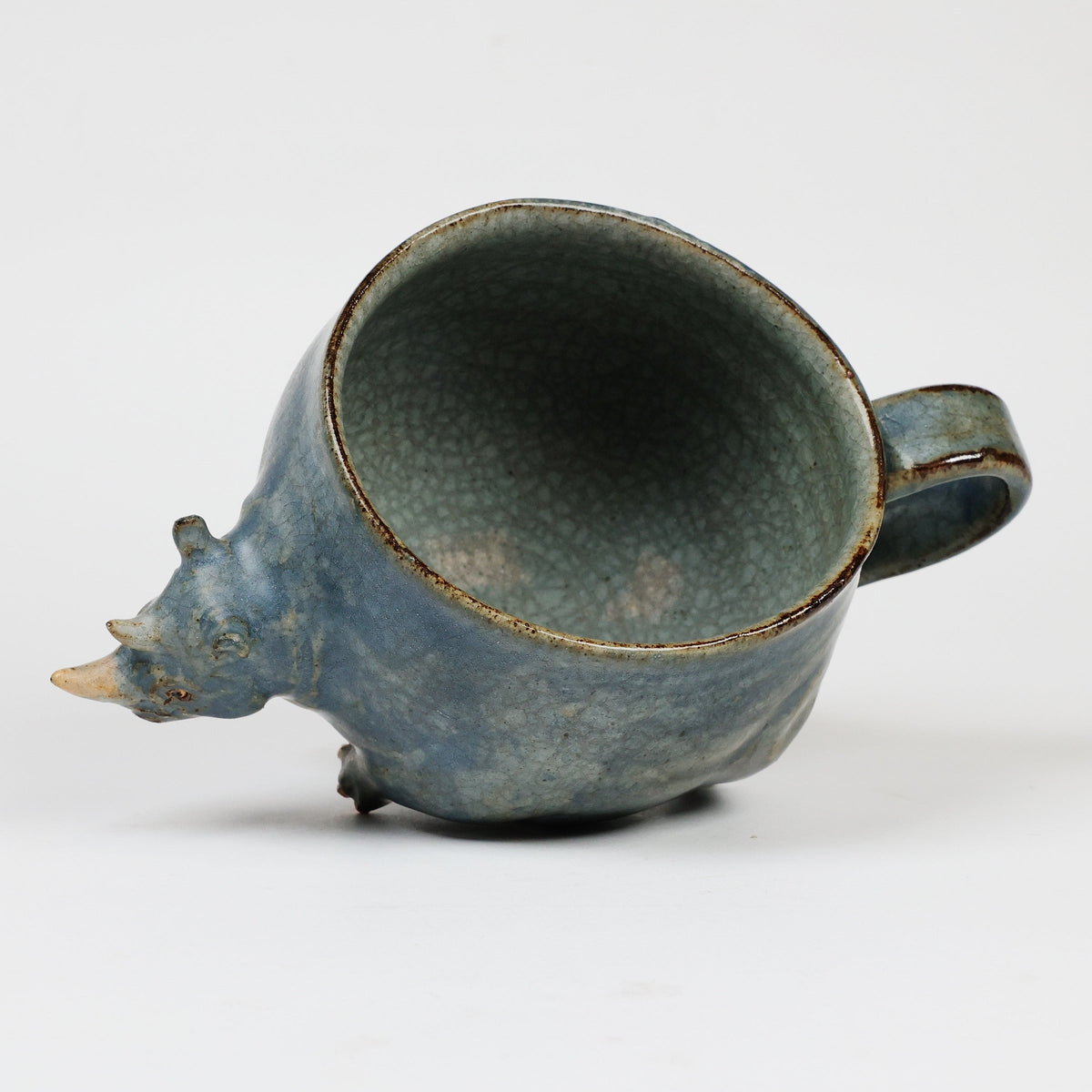 Japanese Rhinoceros Mug | Handmade Ceramic Mug | Agano Pottery | Animal Coffee Mug | Artisan Pottery | Japanese Pottery | Unique Coffee Cup | Collectible Mug | Made in Japan | Gift for Animal Lovers