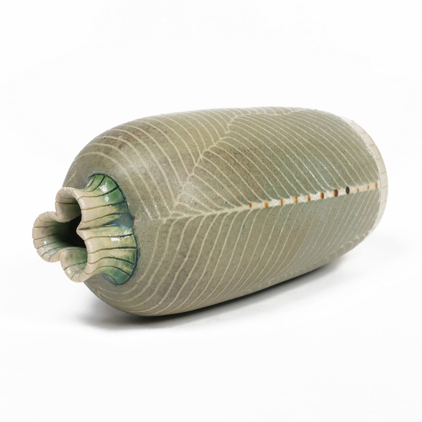 Vase, veined pattern, Leaves pattern vase, Japanese handmade vase, made in Japan, Free shipping