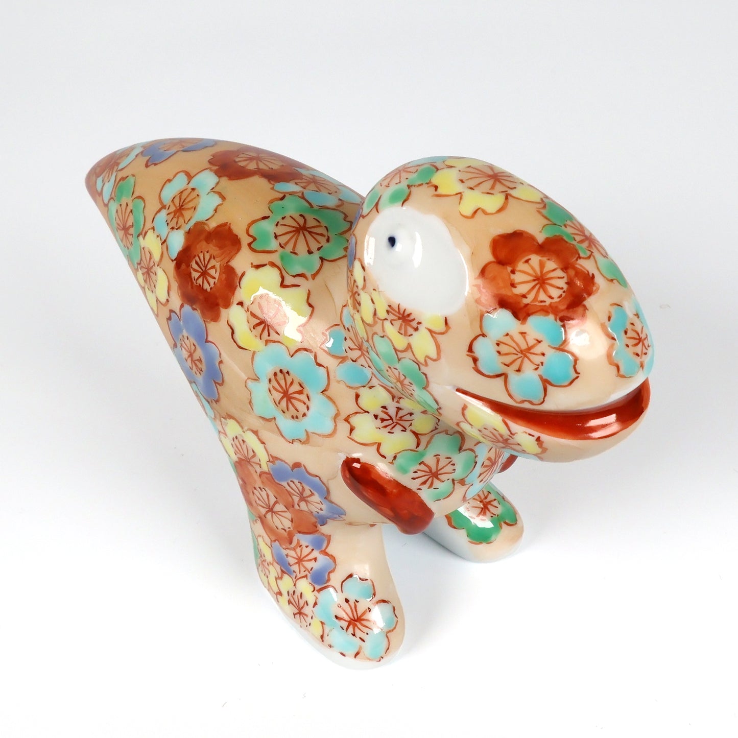 Japanese Arita Ware Porcelain | Dinosaur Figurine | Hand Painted Sakura Cherry Blossom | Handmade Ceramic Statue | Unique Animal Art | Collectible Craft Gift | Saga Japan Pottery | Shoko Yamaguchi | Akane Studio | Made in Japan